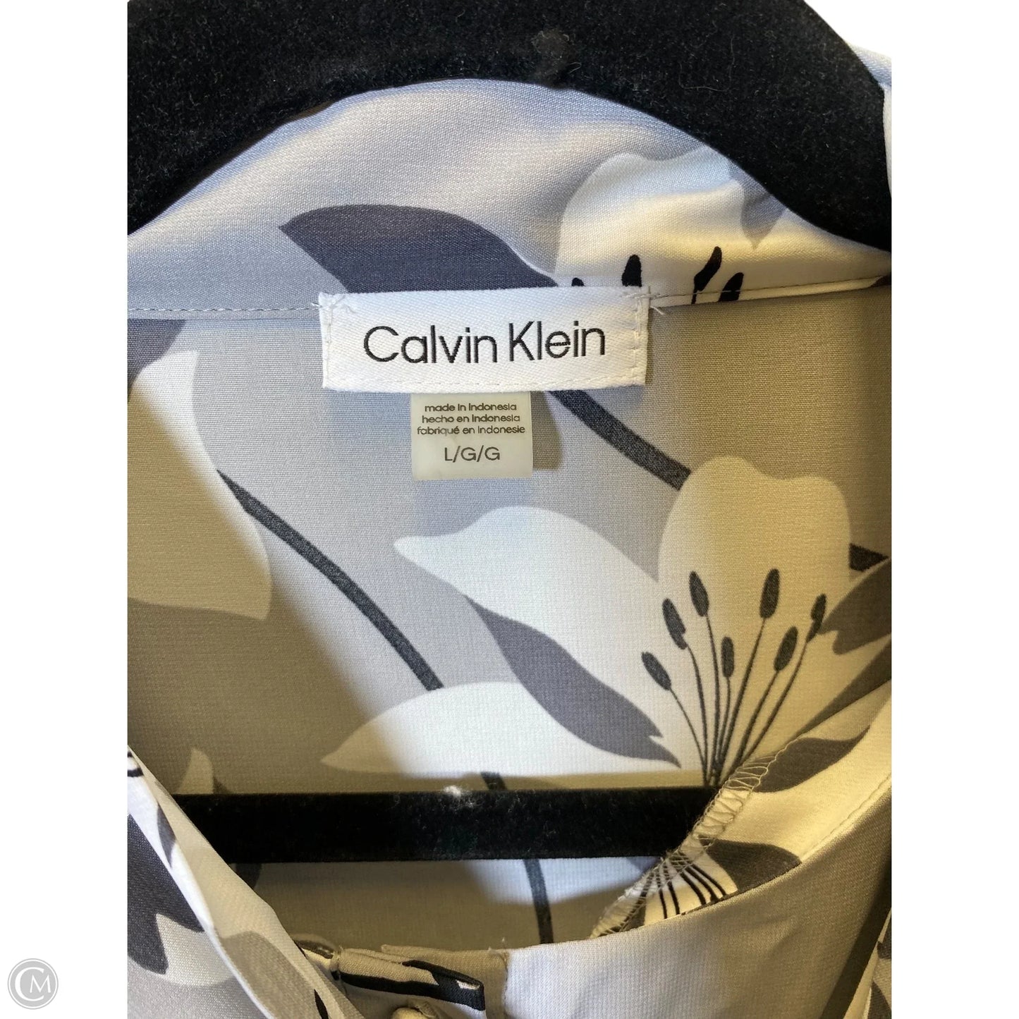 Blouse Long Sleeve By Calvin Klein In Floral Print, Size: L