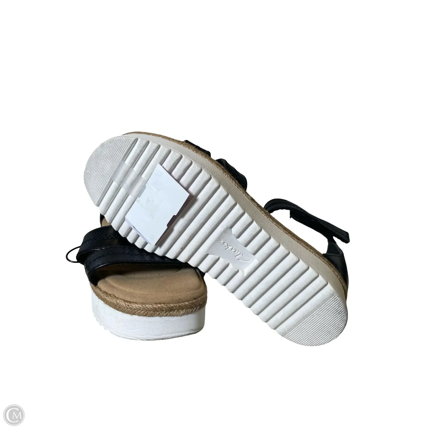 Sandals Heels Wedge By Clarks In Black & Tan, Size: 7