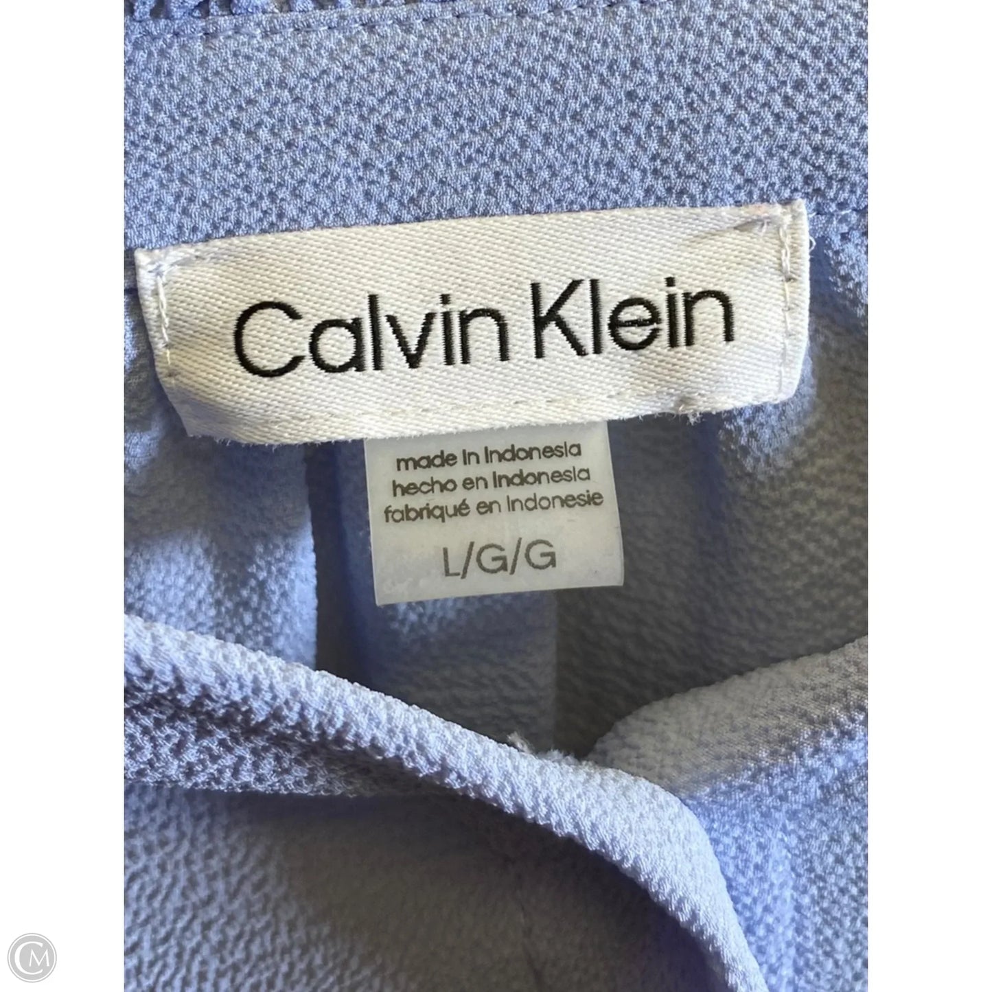 Blouse Short Sleeve By Calvin Klein In Blue, Size: L