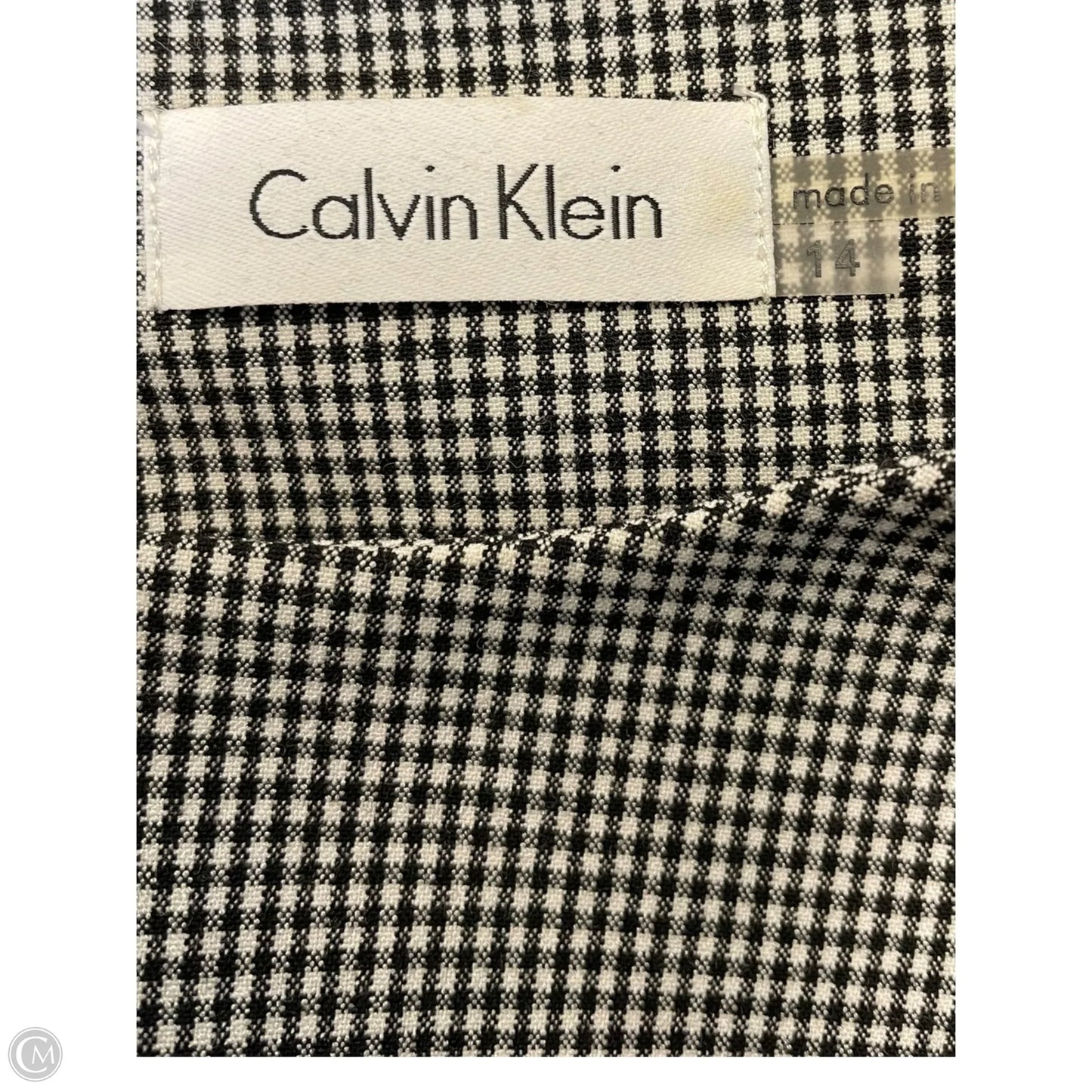 Dress Casual Midi By Calvin Klein In Plaid Pattern, Size: 14