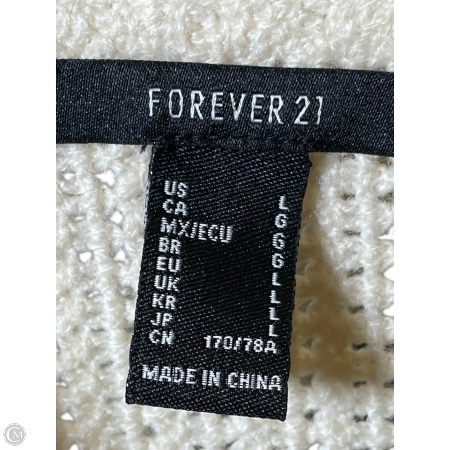 Cardigan By Forever 21 In Black & Cream, Size: L