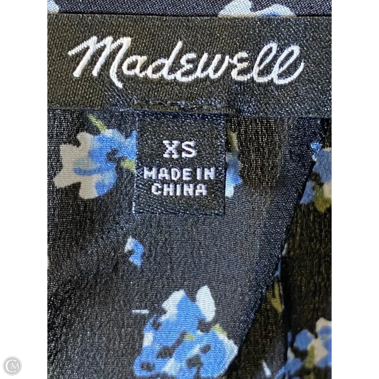 Top 3/4 Sleeve By Madewell In Black & Blue, Size: Xs