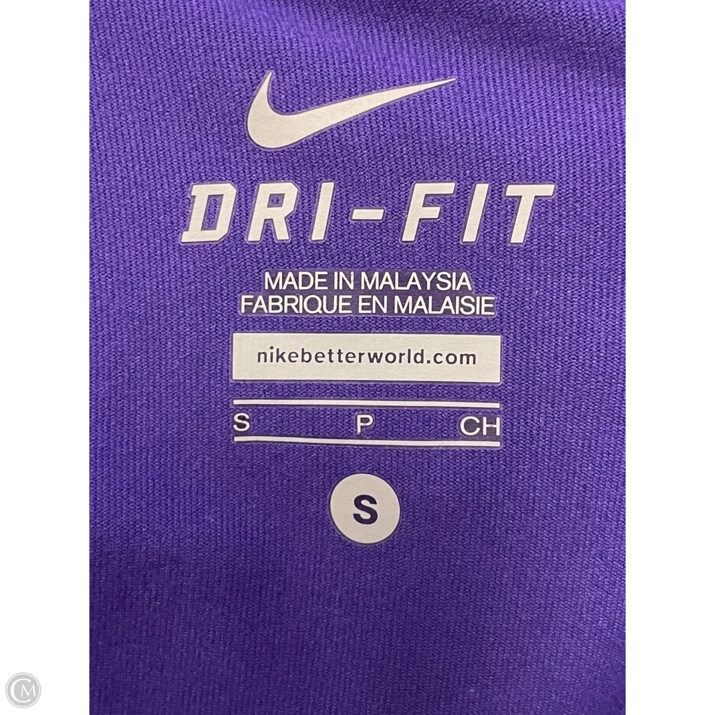 Athletic Top Long Sleeve Collar By Nike In Purple, Size: S