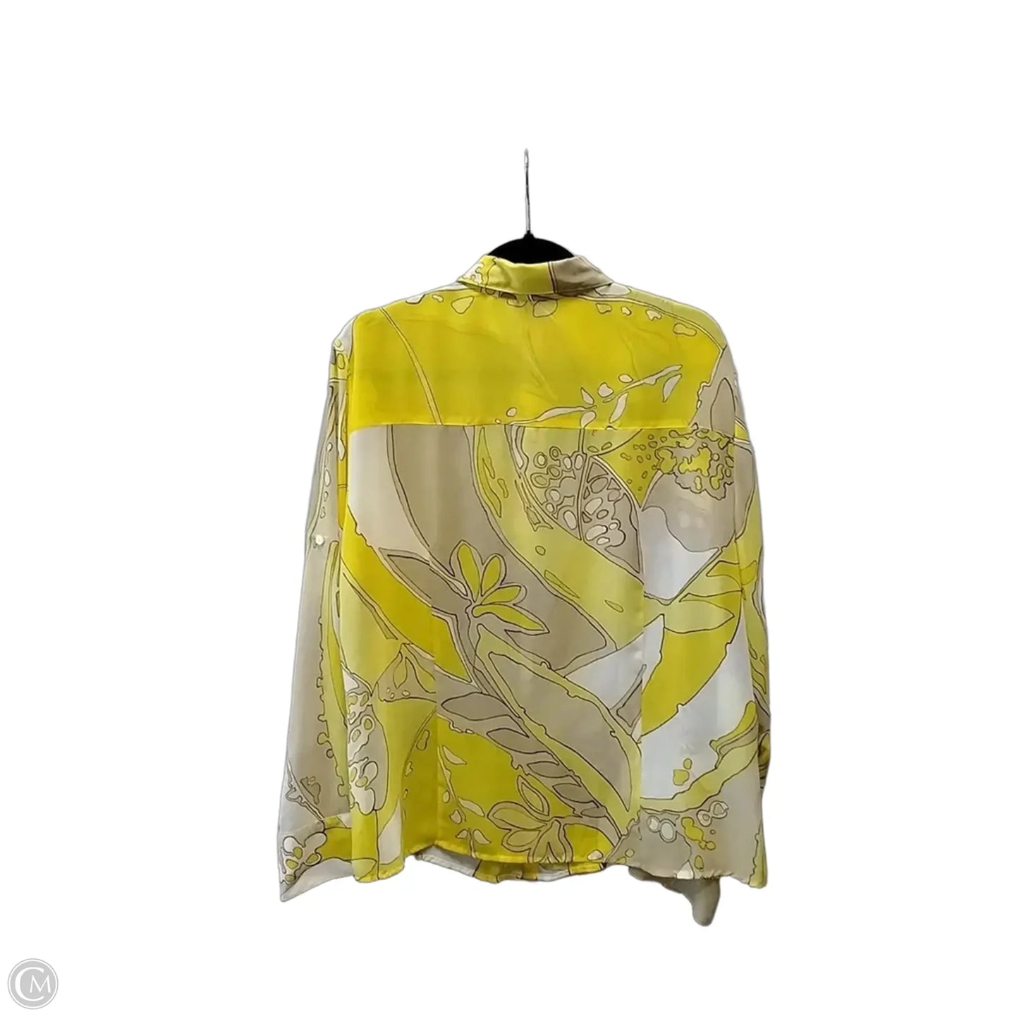 Blouse Long Sleeve By Clothes Mentor In Yellow, Size: Xxl