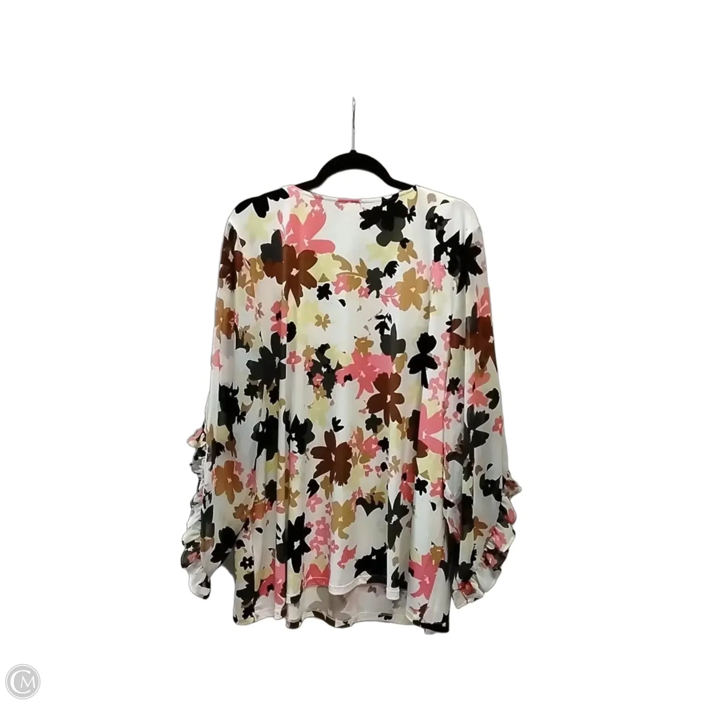 Blouse Long Sleeve By Calvin Klein In Floral Print, Size: 3x