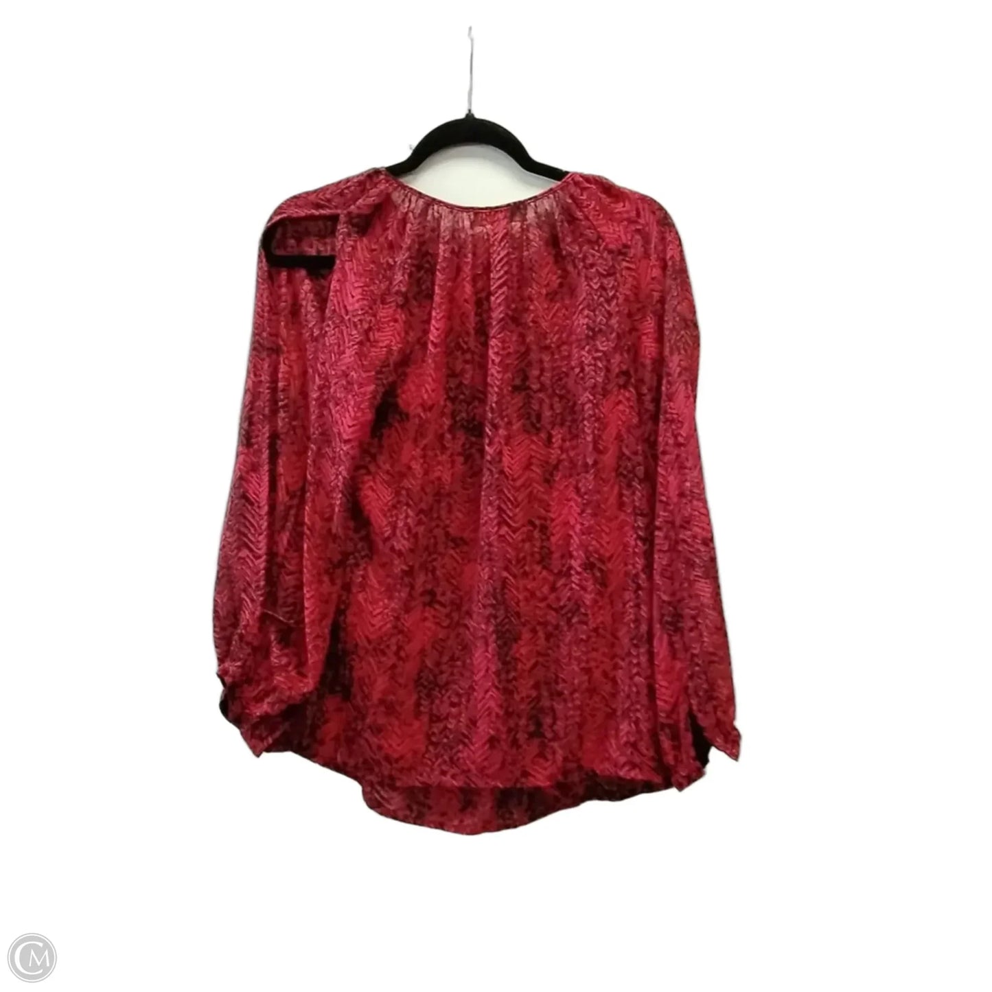 Blouse Long Sleeve By Michael By Michael Kors In Black & Red, Size: Xs