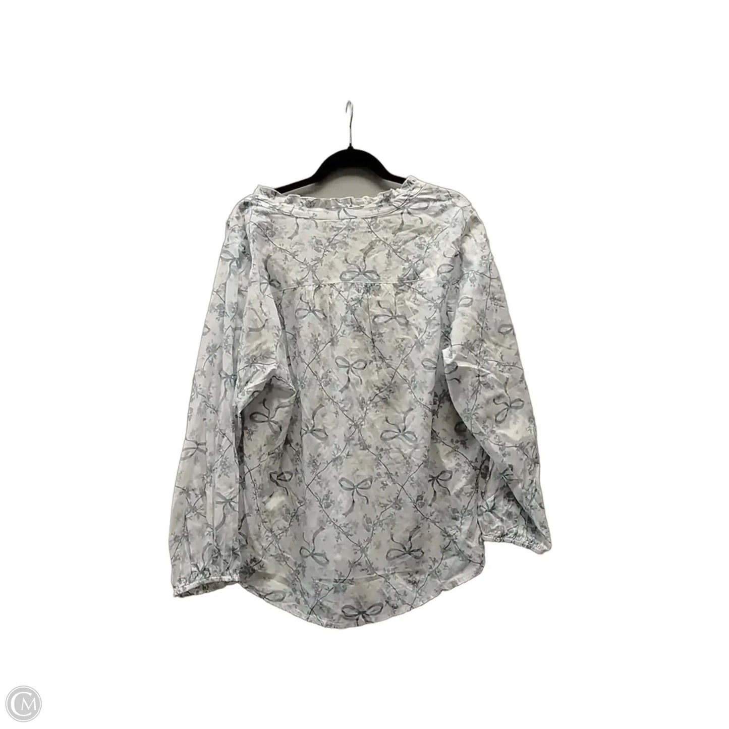 Blouse Long Sleeve By Lucky Brand In Blue & White, Size: Xl