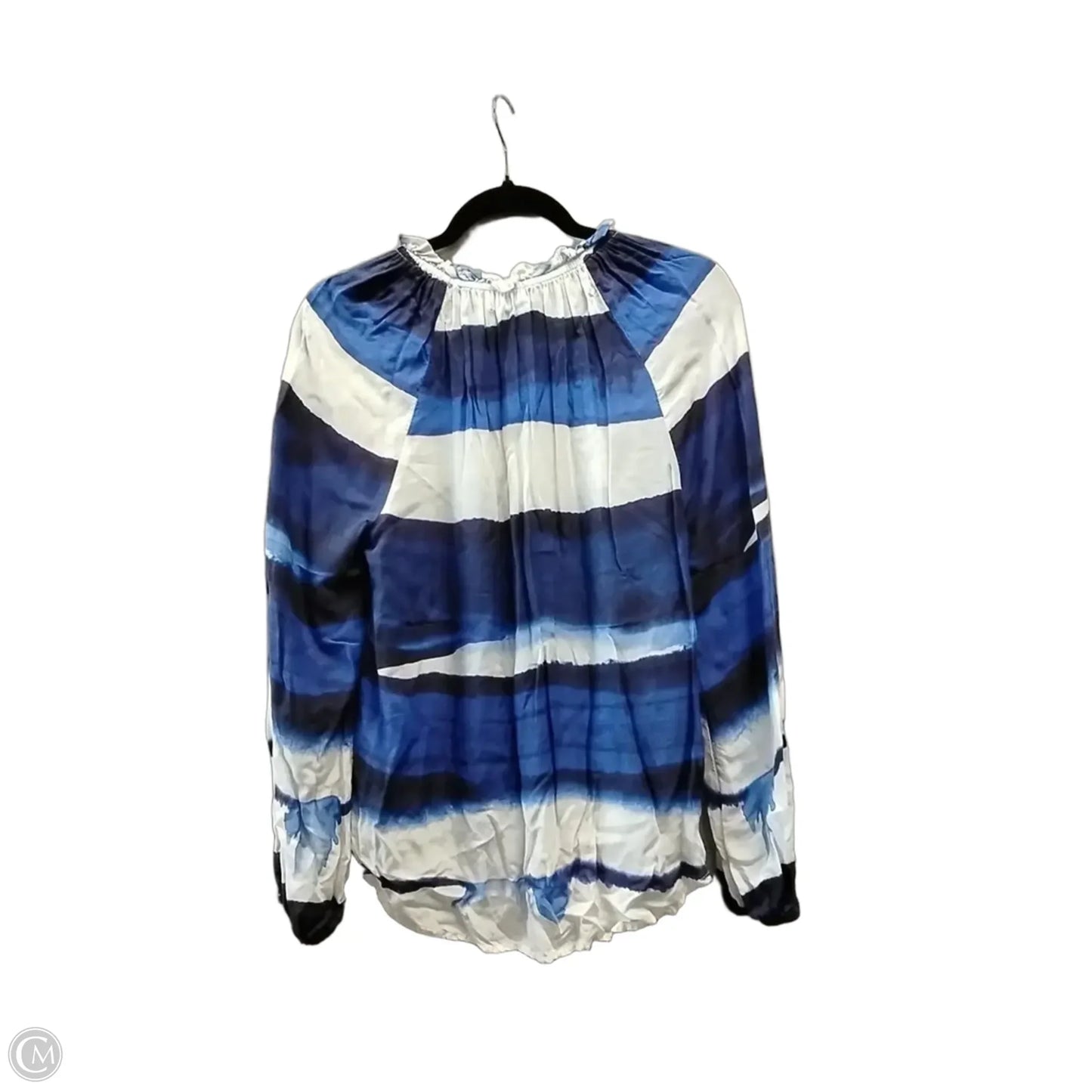 Blouse Long Sleeve By Bella Dahl In Blue & White, Size: Xs