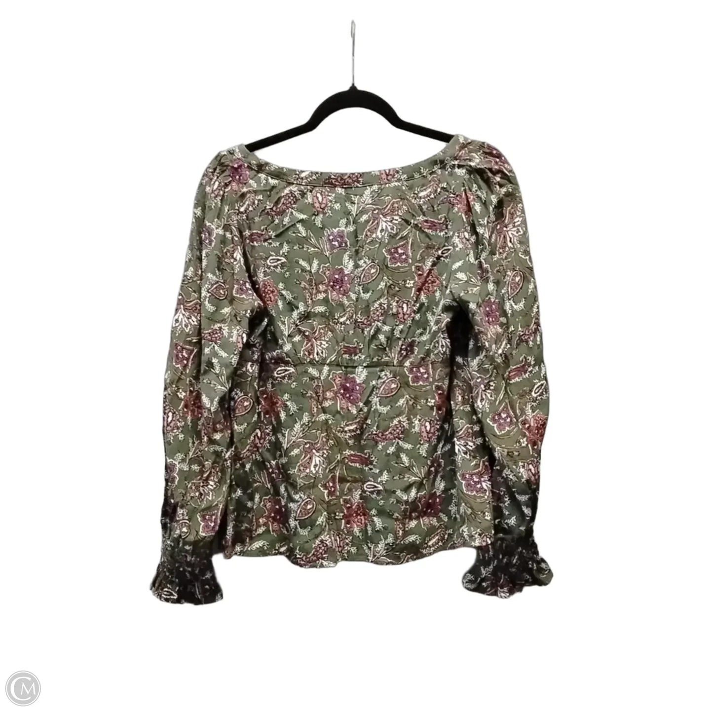 Blouse Long Sleeve By Loft In Green & Pink, Size: Xs