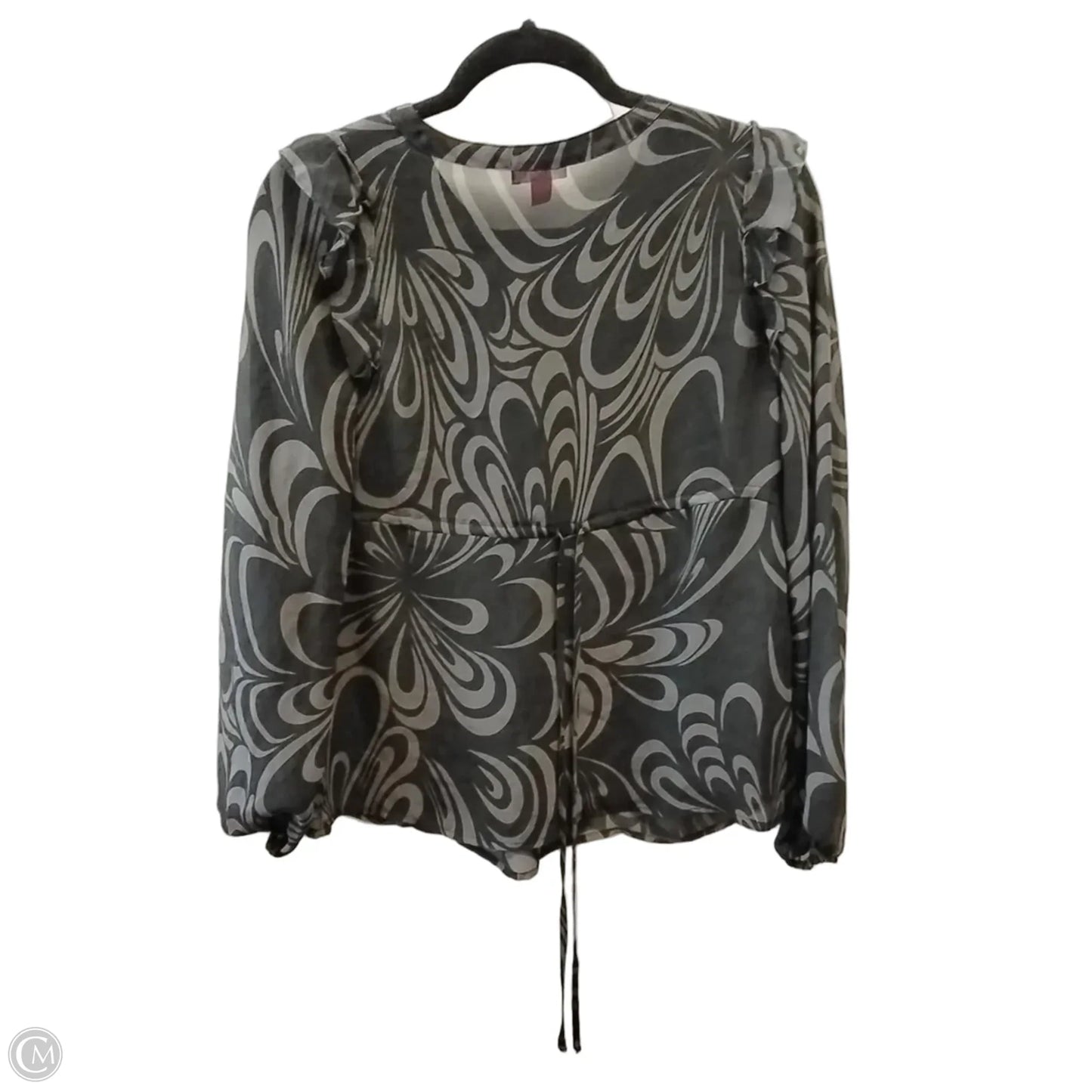 Blouse Long Sleeve By Elle In Black & Grey, Size: S