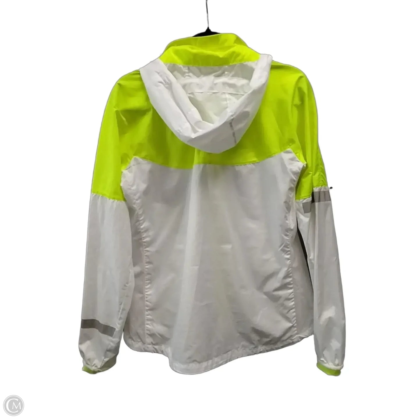 Athletic Jacket By Nike In White & Yellow, Size: L
