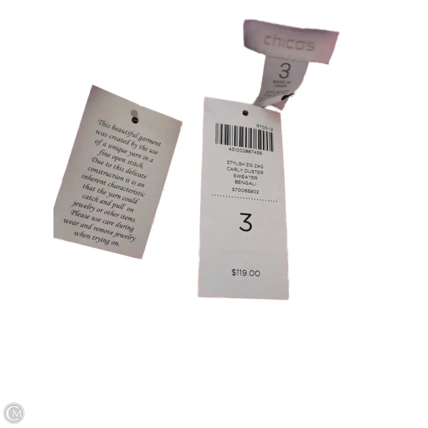 Sweater Cardigan By Chicos In Striped Pattern, Size: Xl