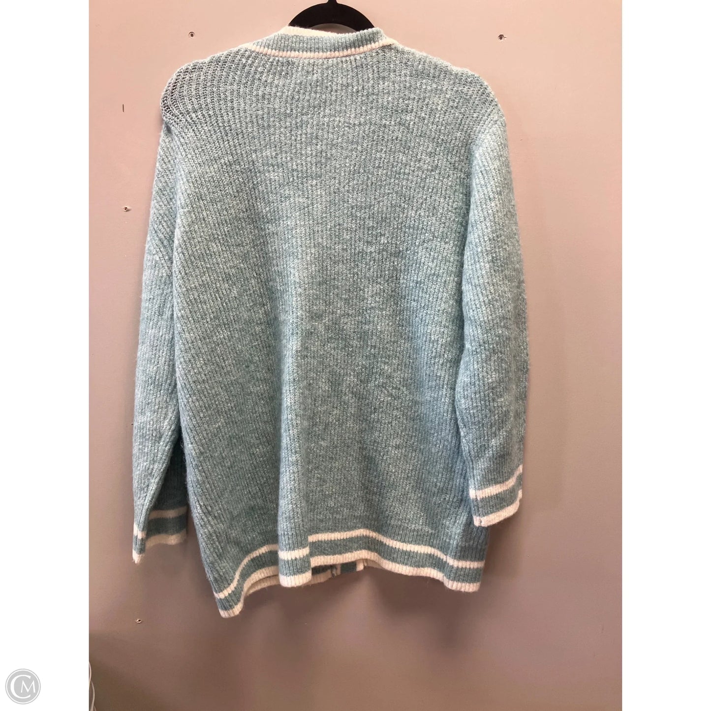 Sweater Cardigan By A New Day In Blue & Cream, Size: S