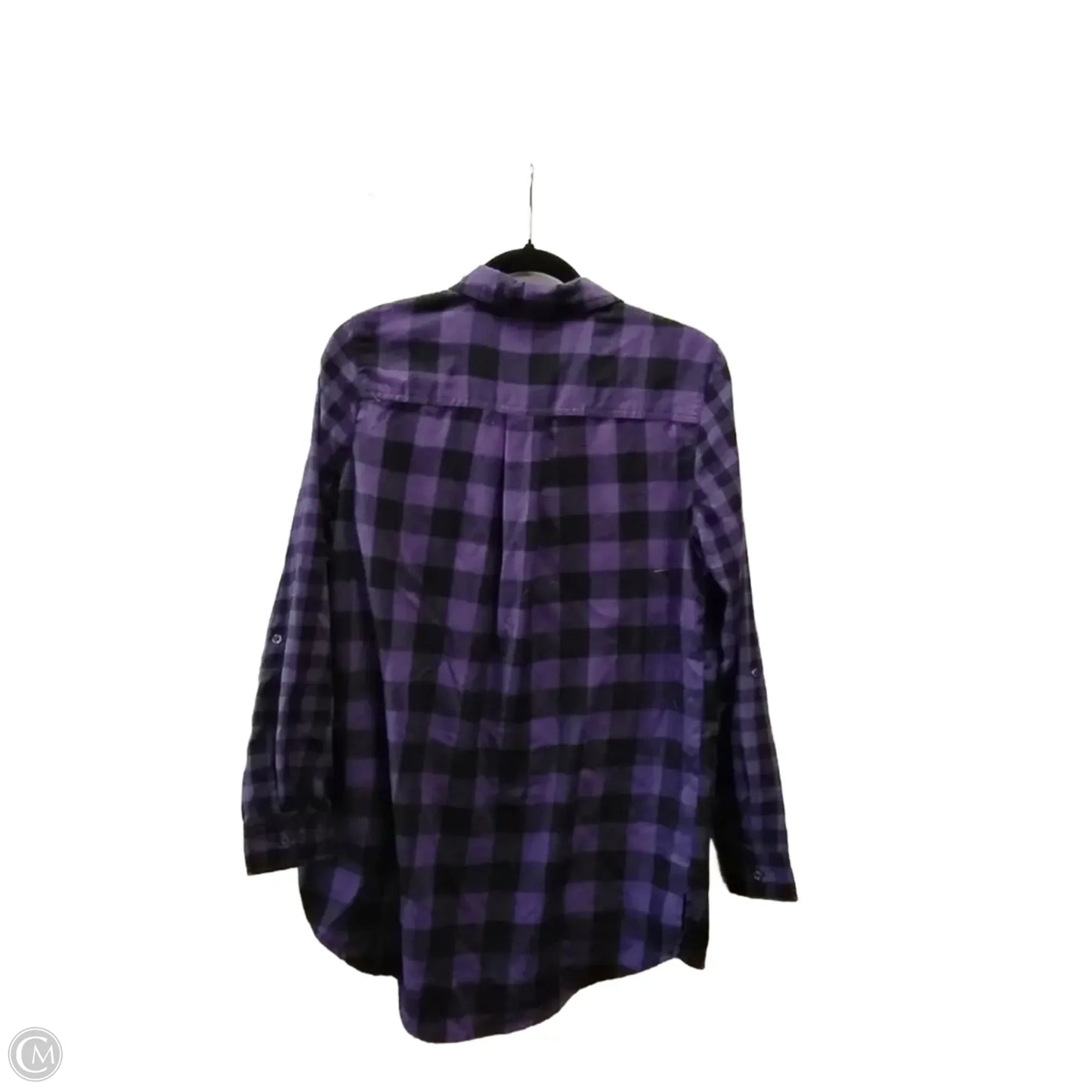 Top Long Sleeve By Cato In Checkered Pattern, Size: M