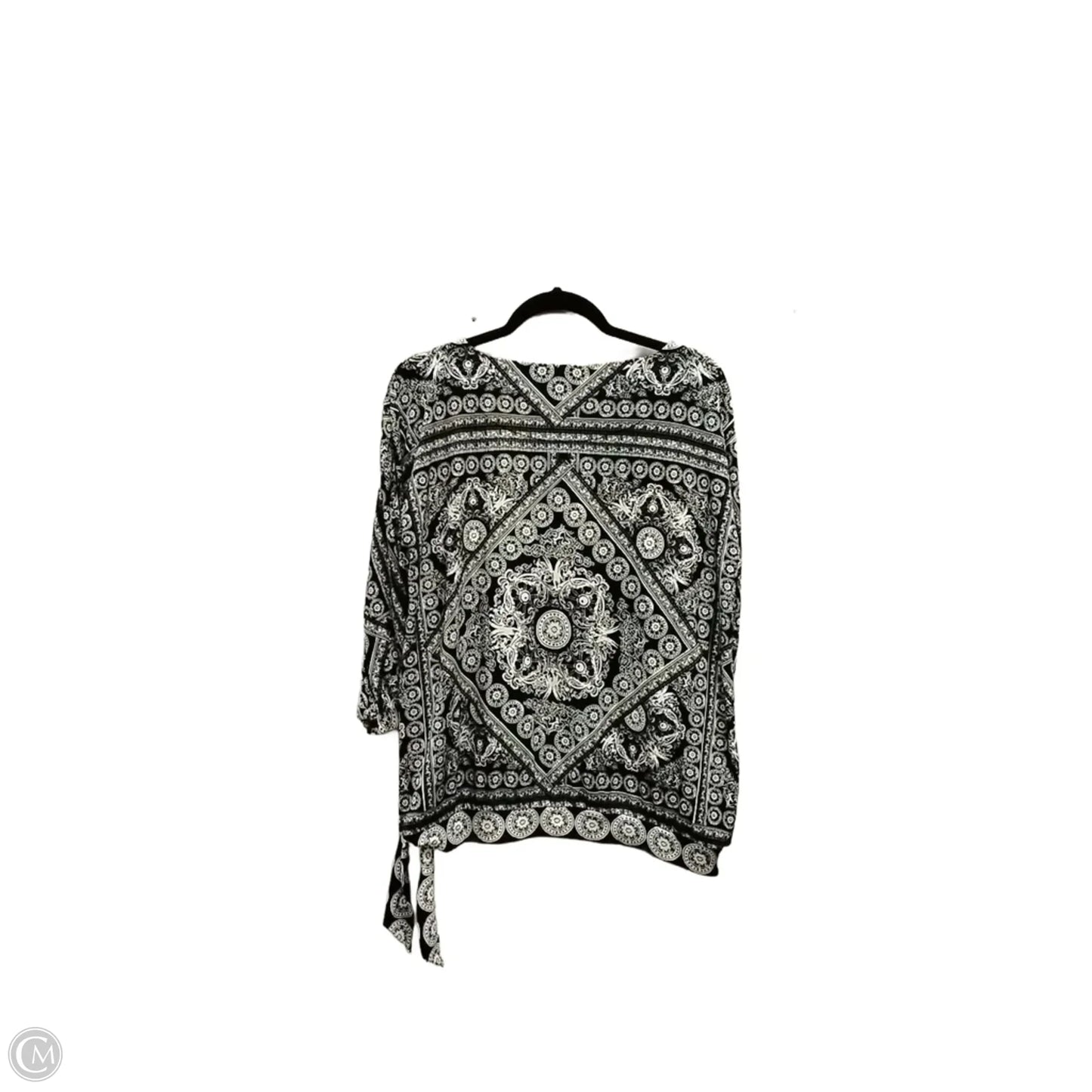 Blouse Long Sleeve By Chicos In Black & White, Size: M