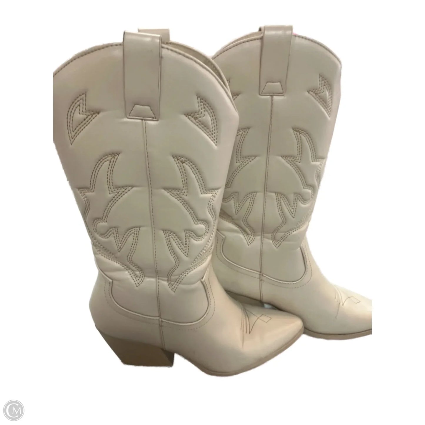 Boots Mid-calf Heels By Soda In White, Size: 8