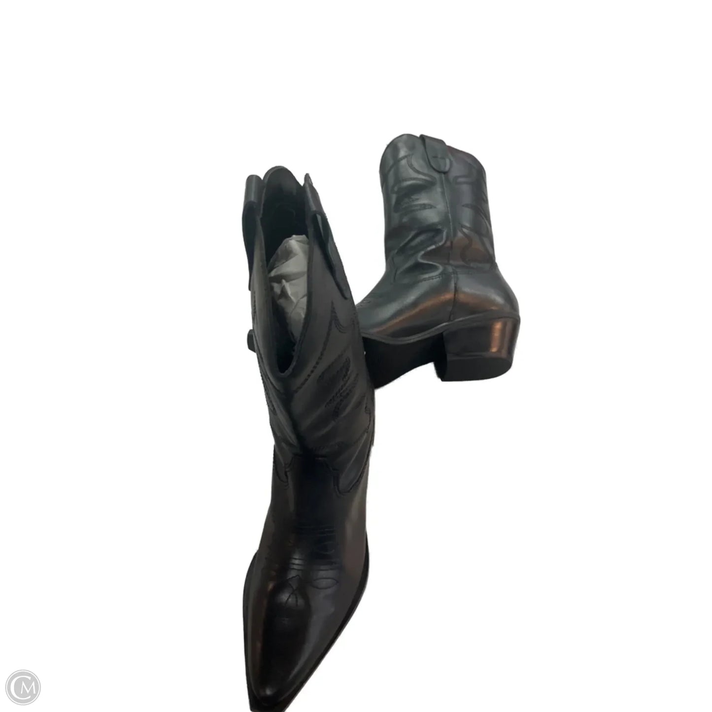 Boots Mid-calf Heels By Clothes Mentor In Black, Size: 8