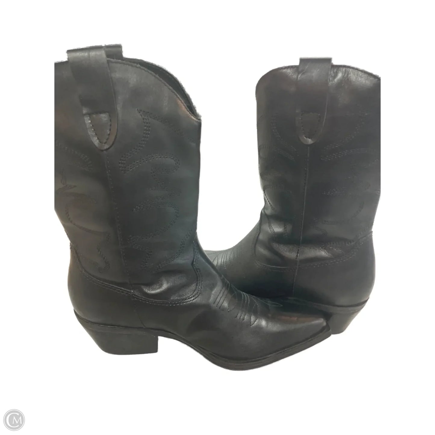 Boots Mid-calf Heels By Clothes Mentor In Black, Size: 8