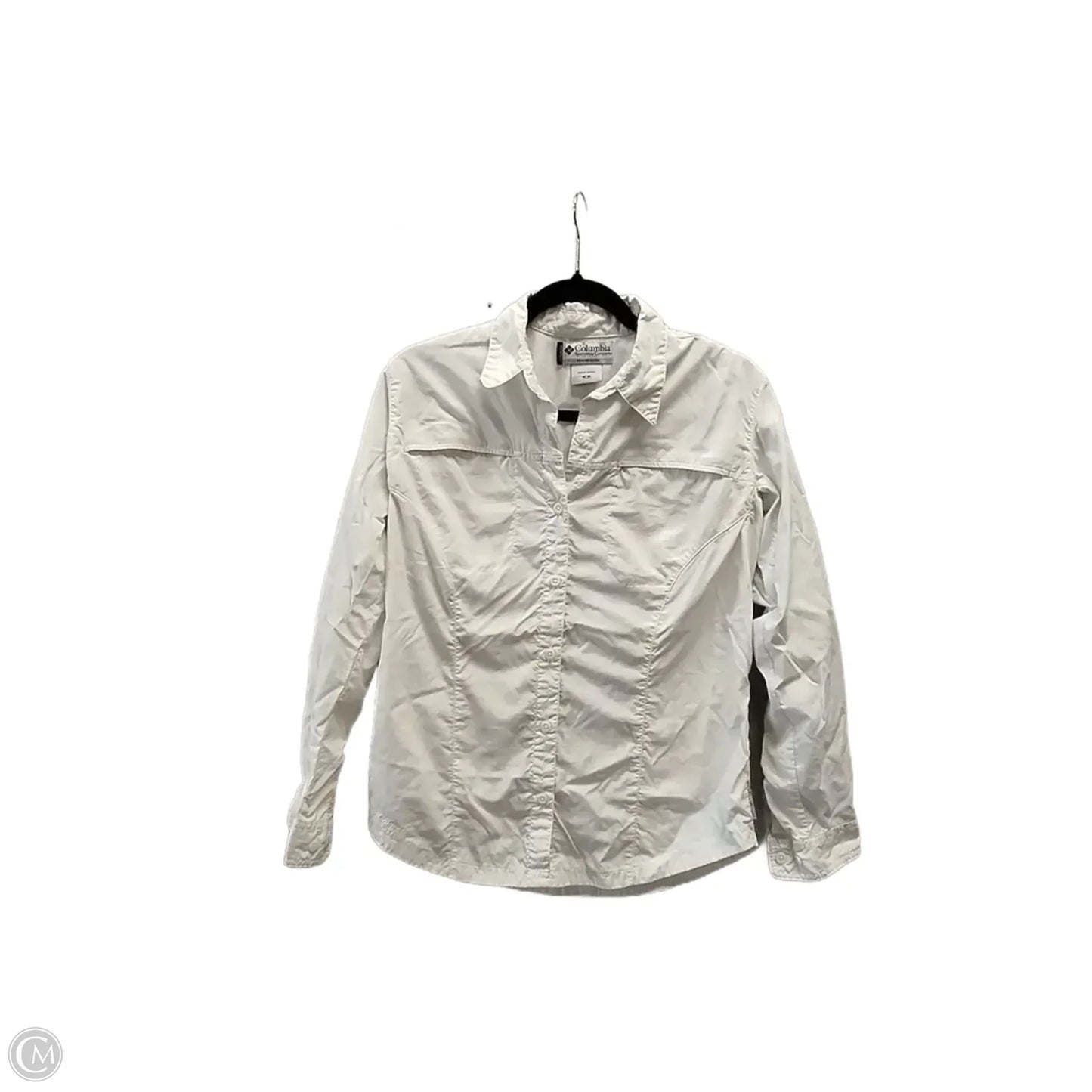 Athletic Top Long Sleeve Collar By Columbia In White, Size: M