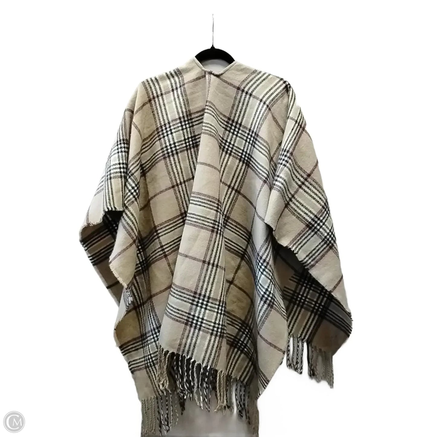 Poncho By Clothes Mentor In Plaid Pattern, Size: Onesize