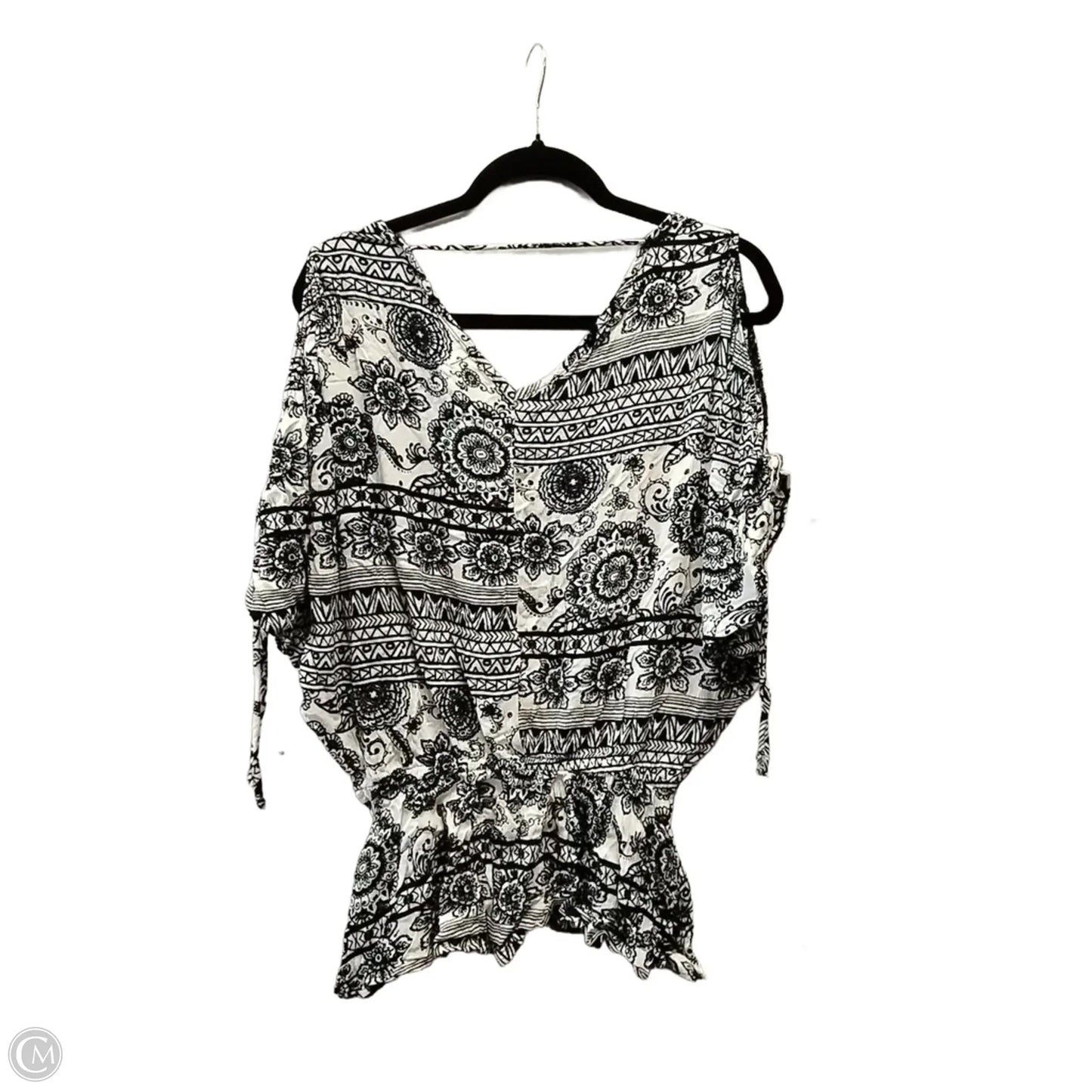 Blouse Long Sleeve By Vintage Havana In Black & Cream, Size: M