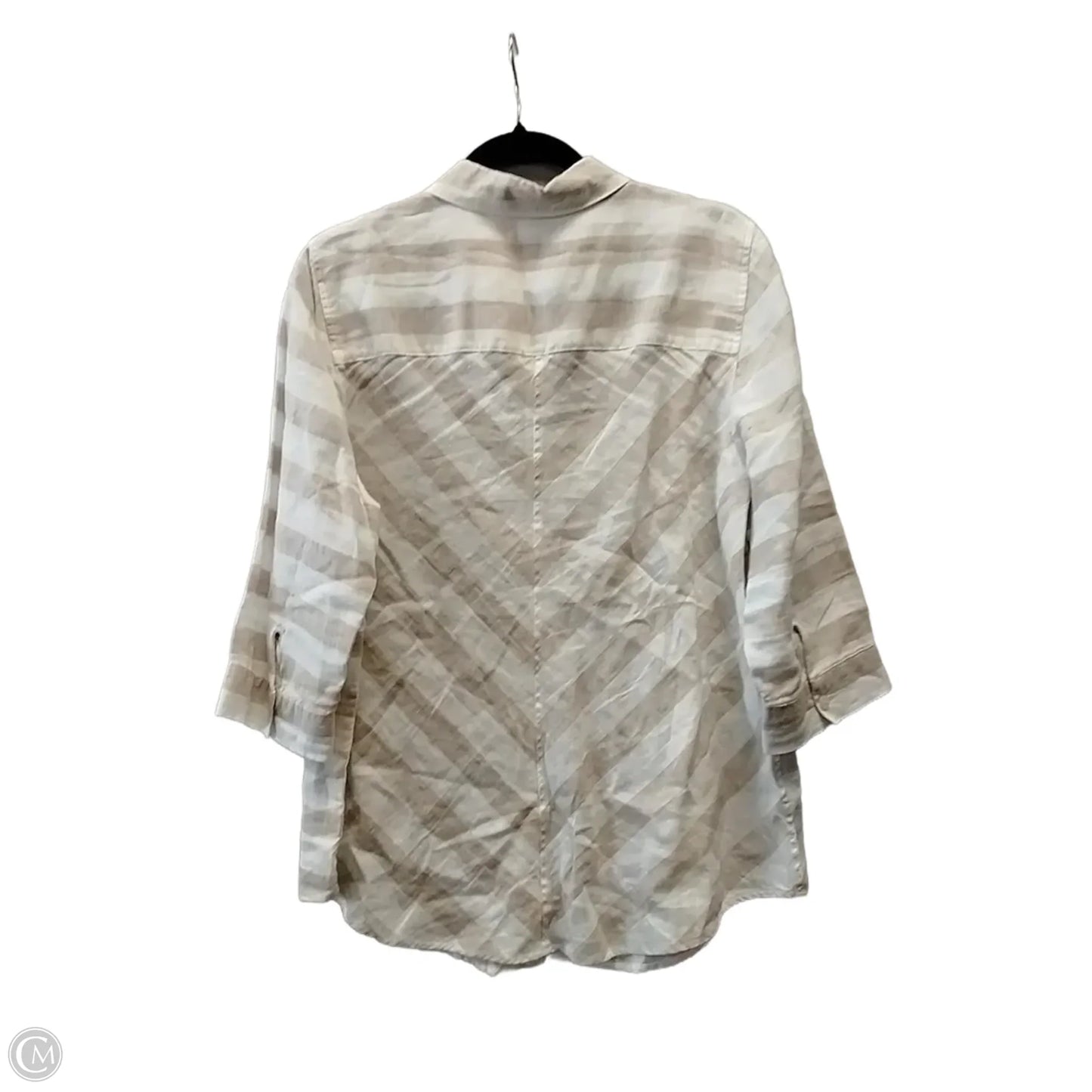 Blouse Long Sleeve By Chicos In Cream & Tan, Size: 2