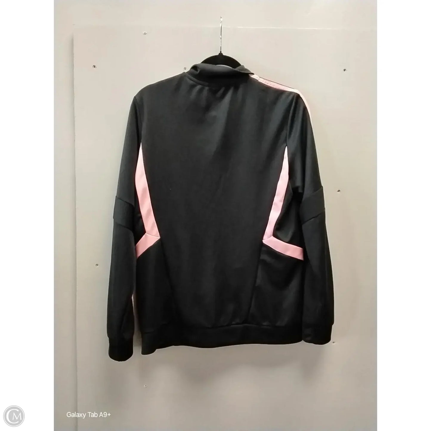 Athletic Jacket By Adidas In Black & Pink, Size: L