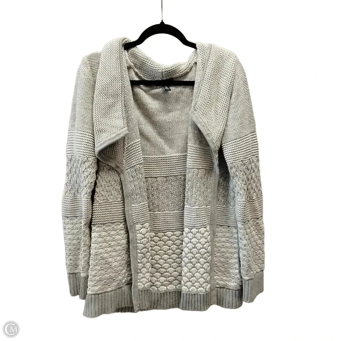 Sweater Cardigan By Gap In Grey & White, Size: M