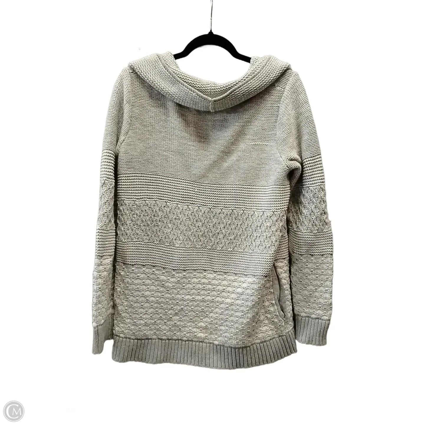 Sweater Cardigan By Gap In Grey & White, Size: M