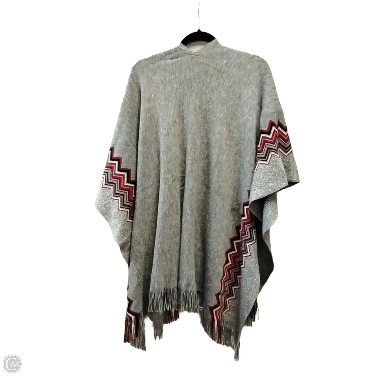 Poncho By Clothes Mentor In Grey & Silver, Size: Onesize