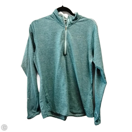 Athletic Top Long Sleeve Collar By Nike Apparel In Green & White, Size: L