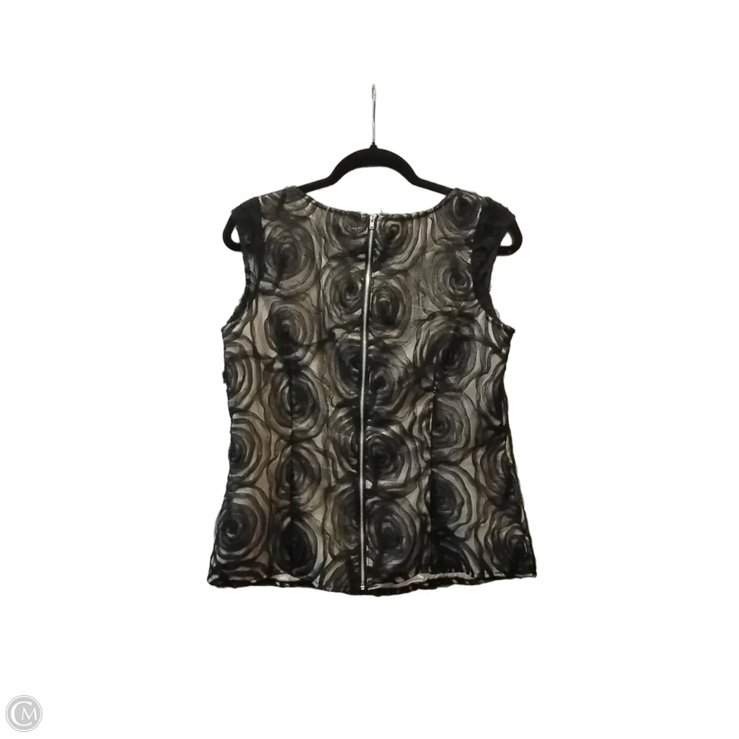 Blouse Sleeveless By Saks Fifth Avenue In Black & Cream, Size: M