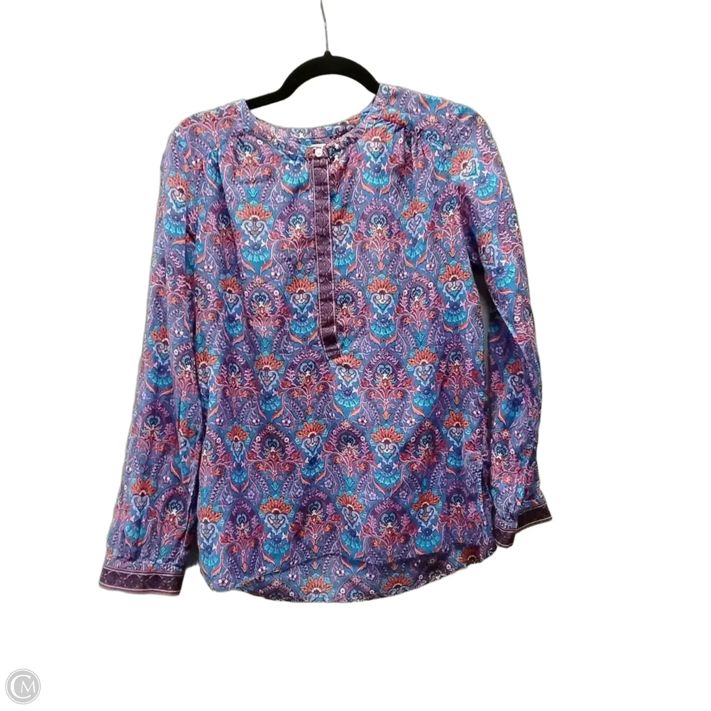Blouse Long Sleeve By Loft In Paisley Print, Size: Xs