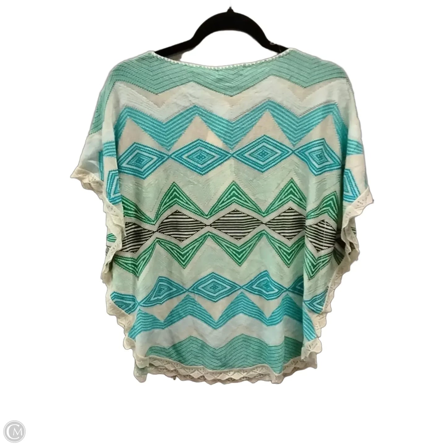 Blouse Short Sleeve By Cme In Blue & Green, Size: S
