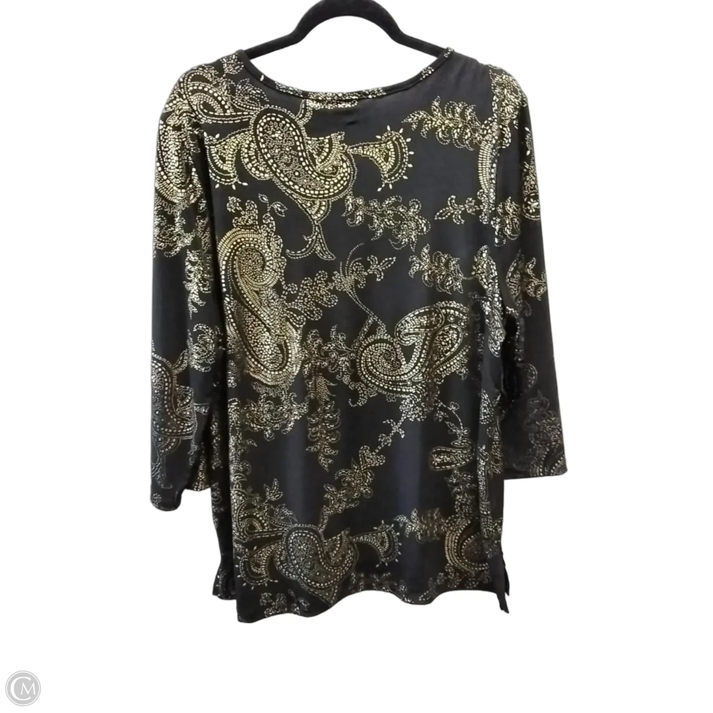Blouse Long Sleeve By Jules & Leopold In Black & Gold, Size: L