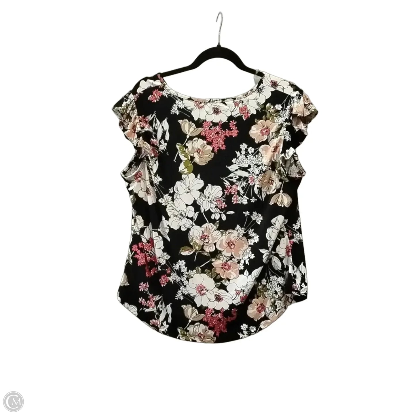 Blouse Short Sleeve By Anne Klein In Floral Print, Size: L