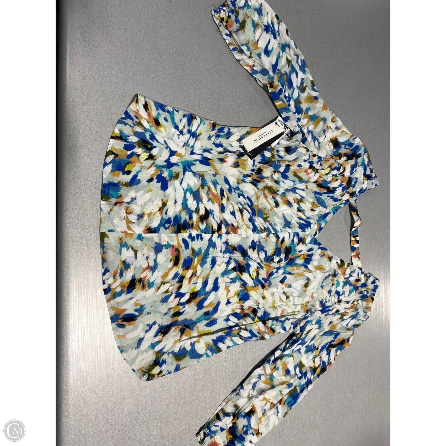 Top Long Sleeve By Liverpool In Blue & White, Size: Xs