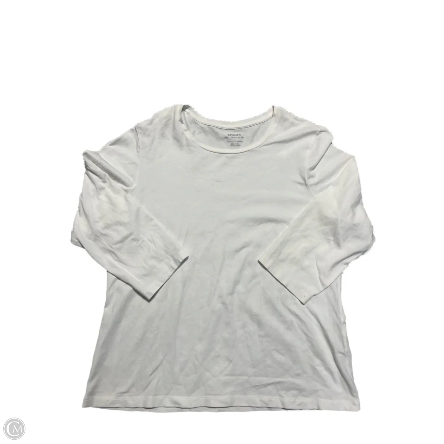 Top 3/4 Sleeve By Chicos In White, Size: L
