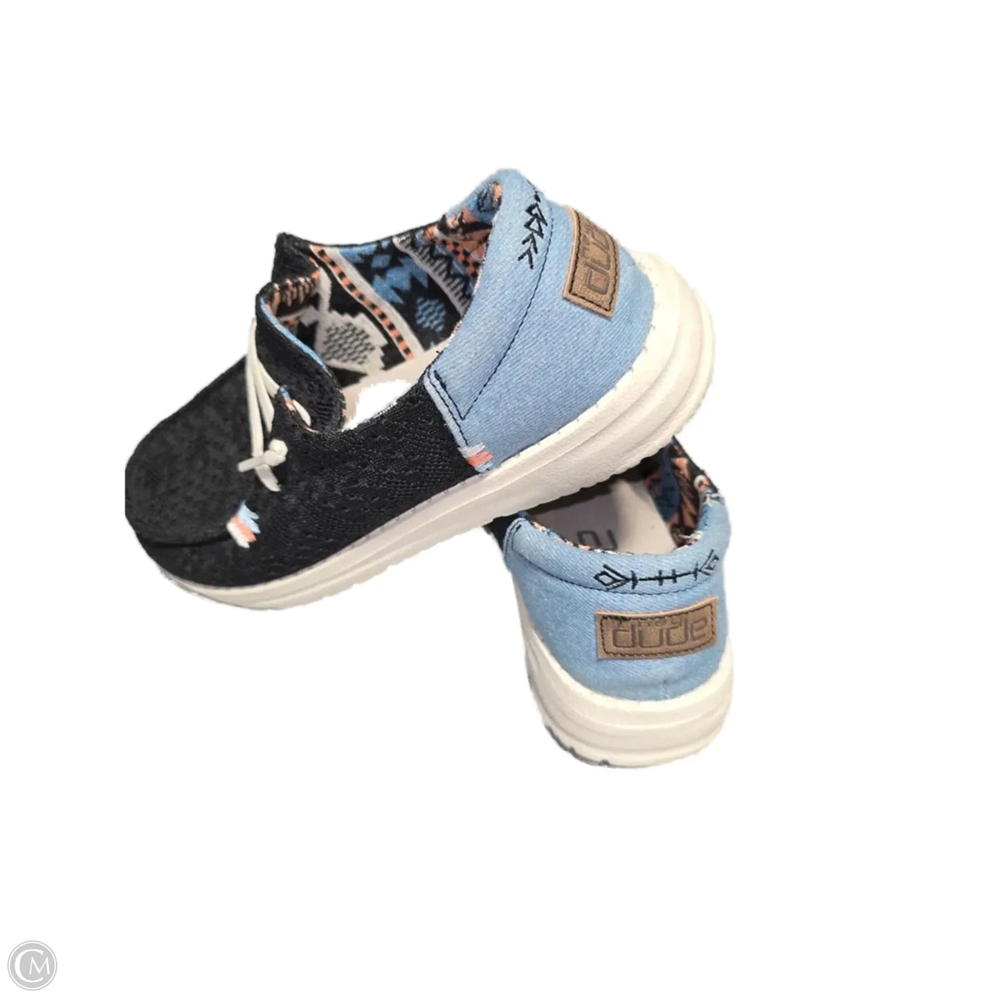 Shoes Flats By Hey Dude In Black & Blue, Size: 7