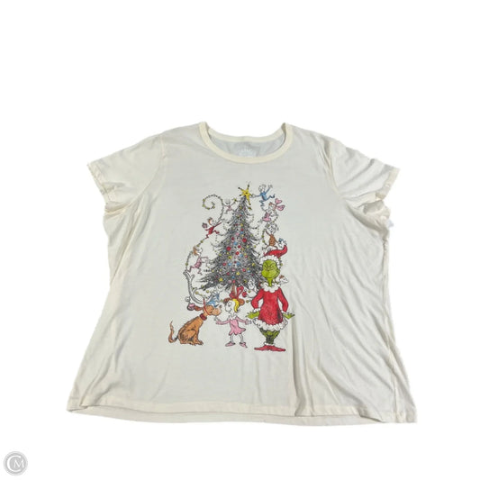 Top Short Sleeve Basic By Cme In Cream, Size: 3x