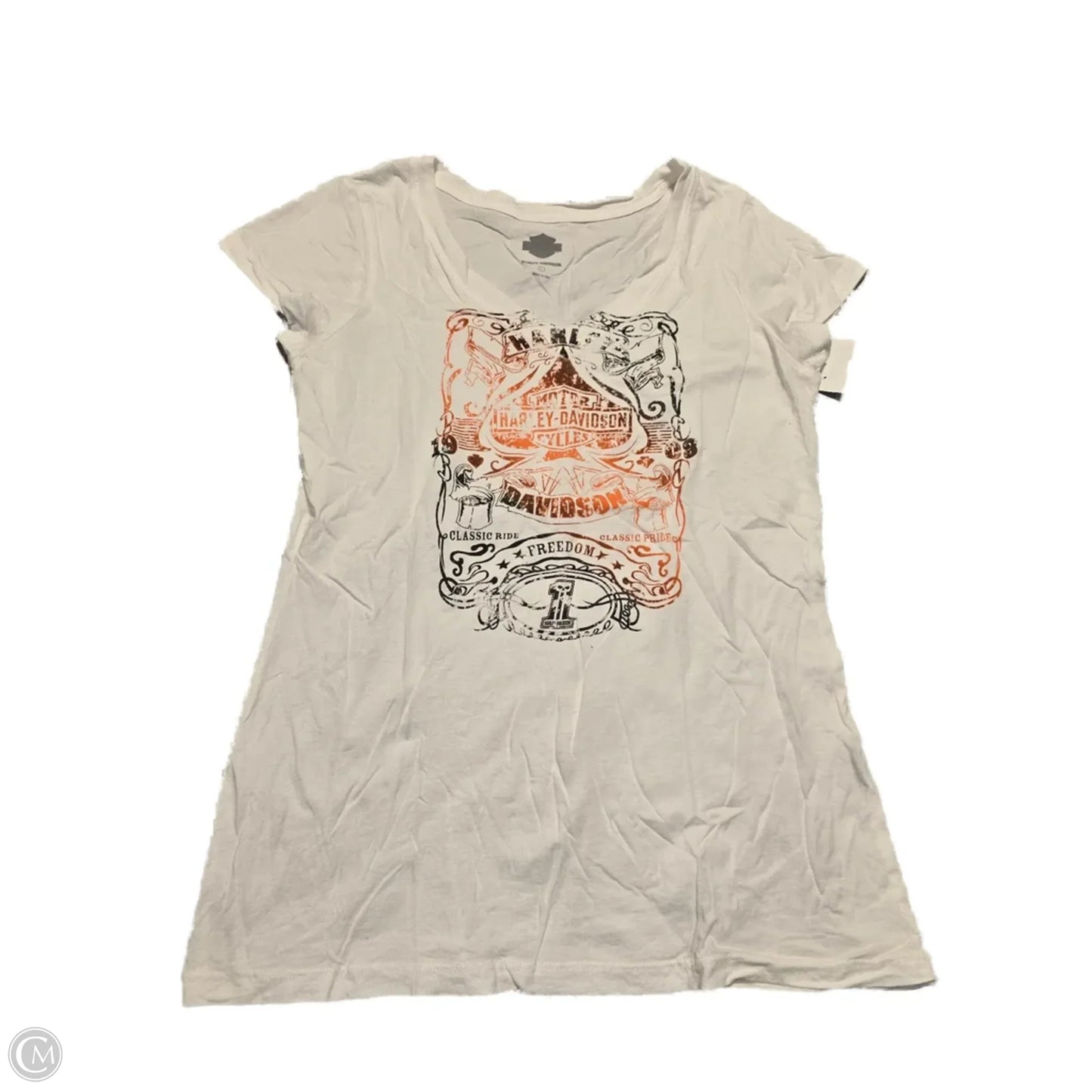 Top Short Sleeve By Harley Davidson In White, Size: L