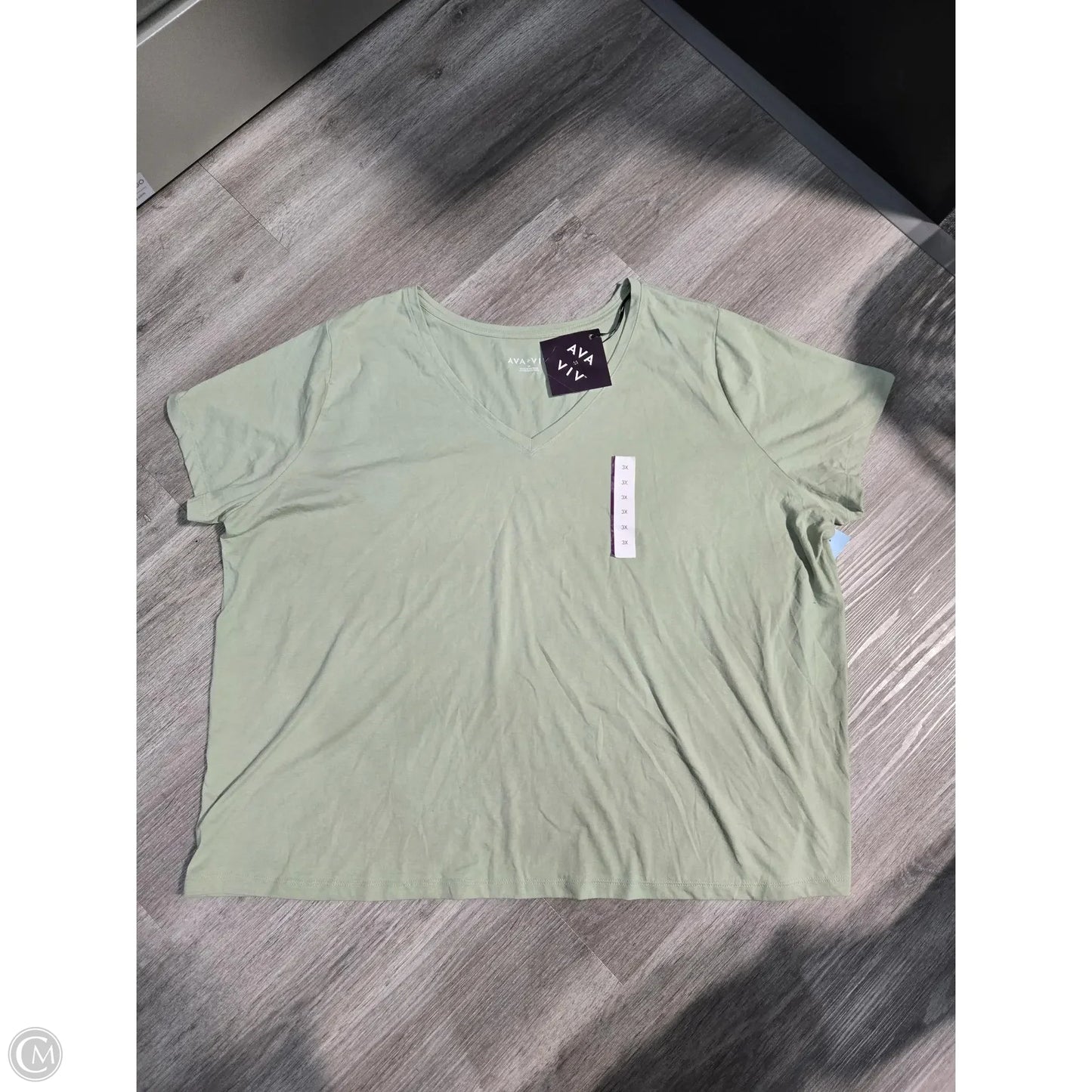 Top Short Sleeve Basic By Ava & Viv In Green, Size: 3x