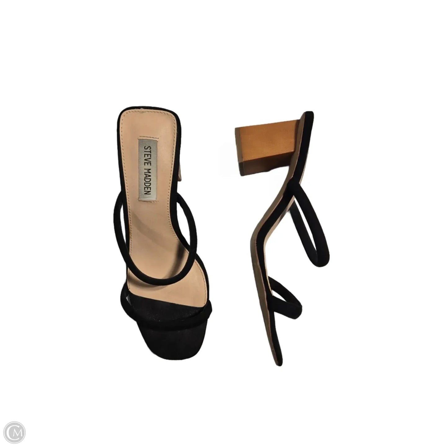 Sandals Heels Block By Steve Madden In Black, Size: 6.5