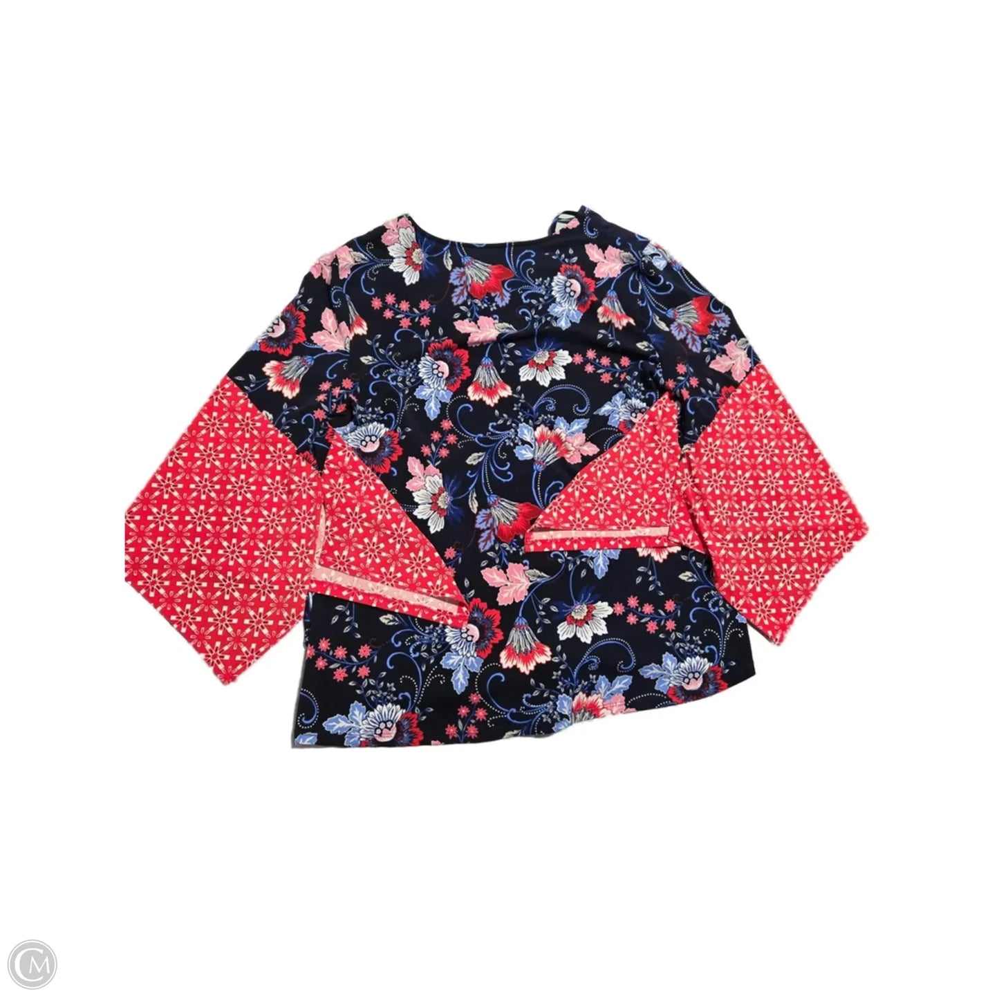 Blouse 3/4 Sleeve By Roz And Ali In Blue, Size: L