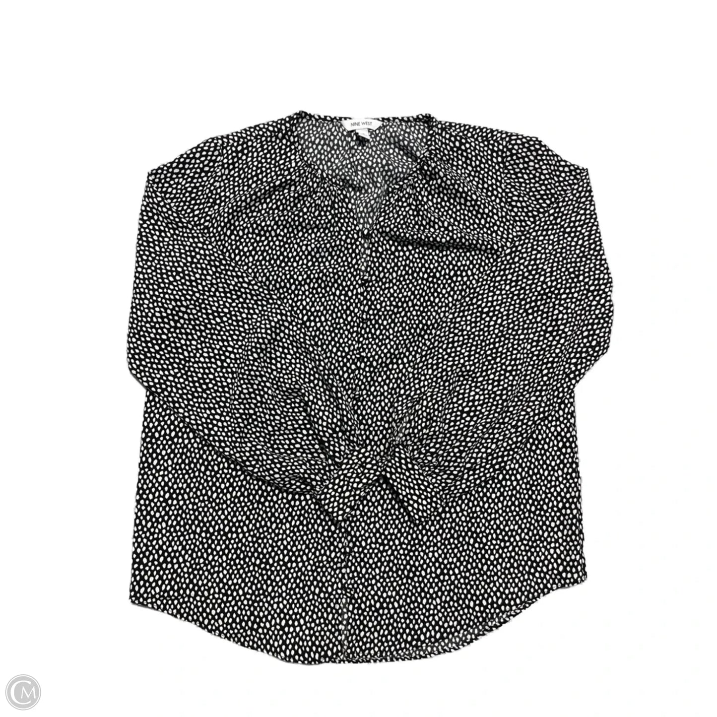 Blouse Long Sleeve By Nine West In Polkadot Pattern, Size: M