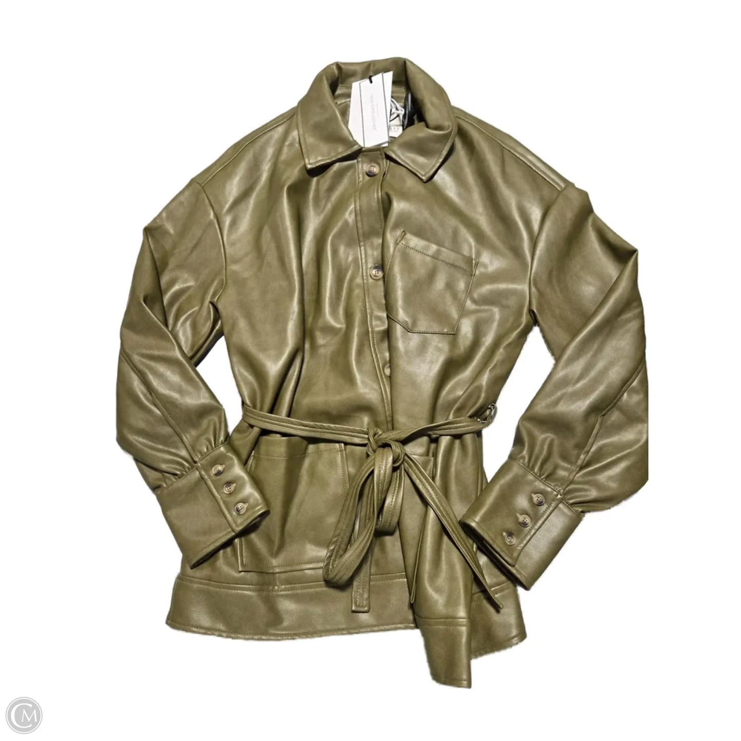 Jacket Moto Leather By Bagatelle In Green, Size: L