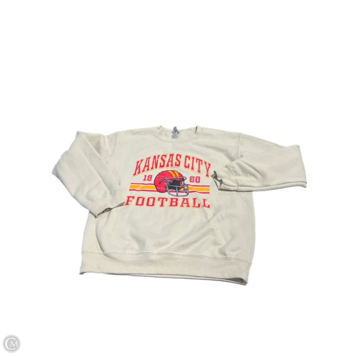 Top Long Sleeve By Gildan In Tan, Size: S