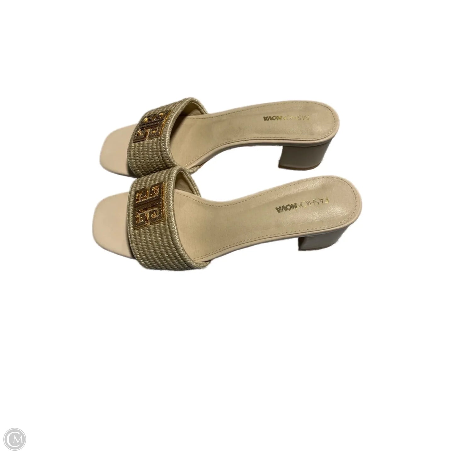 Sandals Heels Block By Fashion Nova In Tan, Size: 10