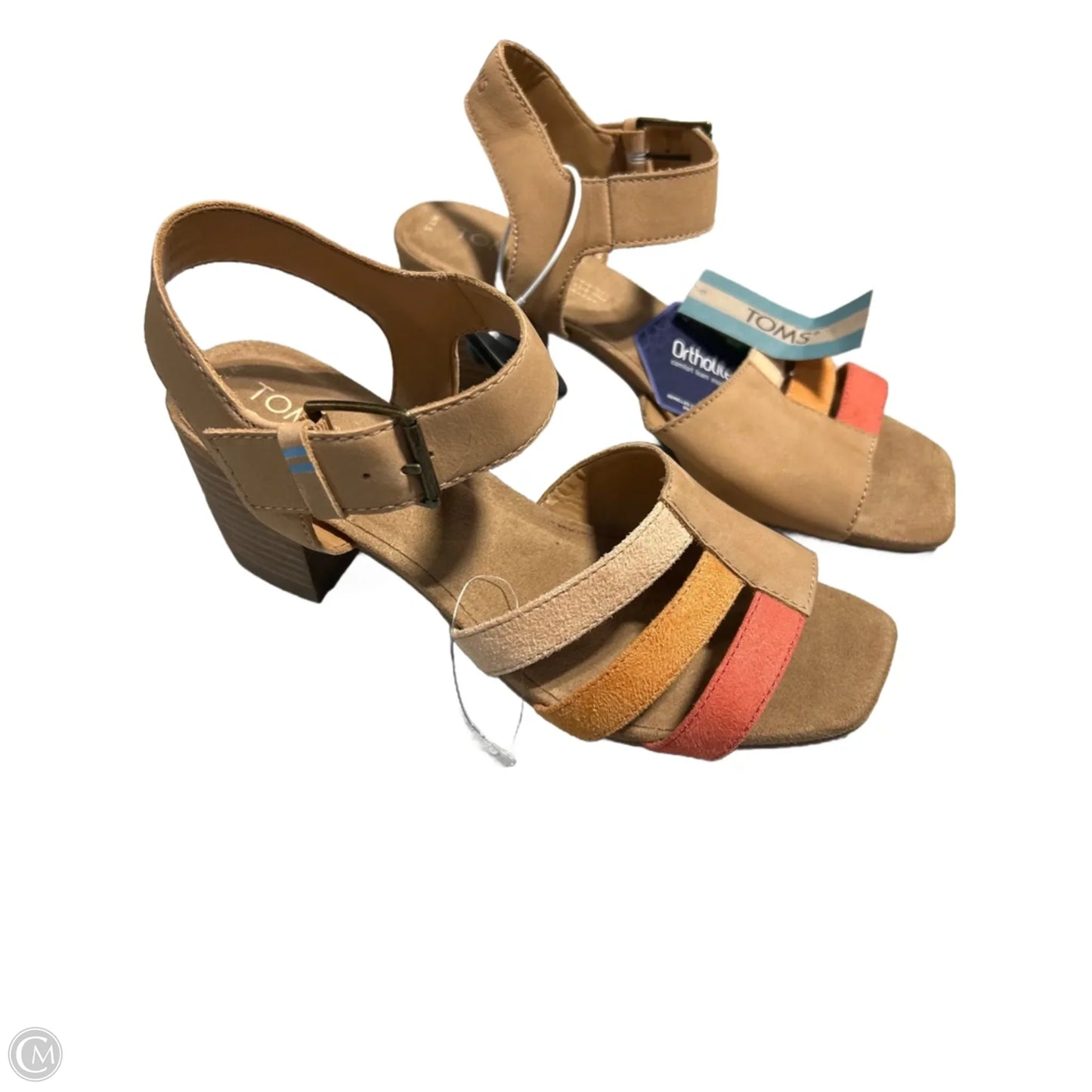 Sandals Heels Block By Toms In Pink & Tan, Size: 7.5