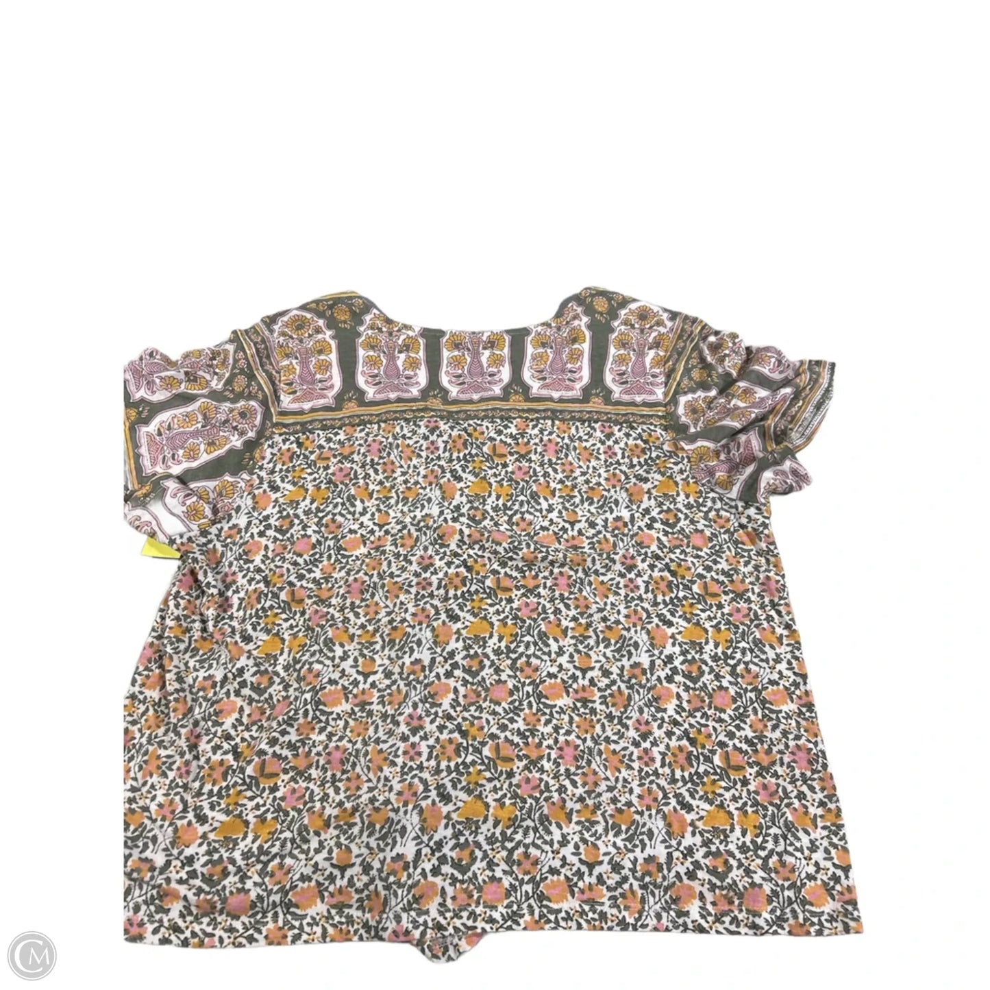 Top Short Sleeve By Lucky Brand In Green & Pink, Size: Xl